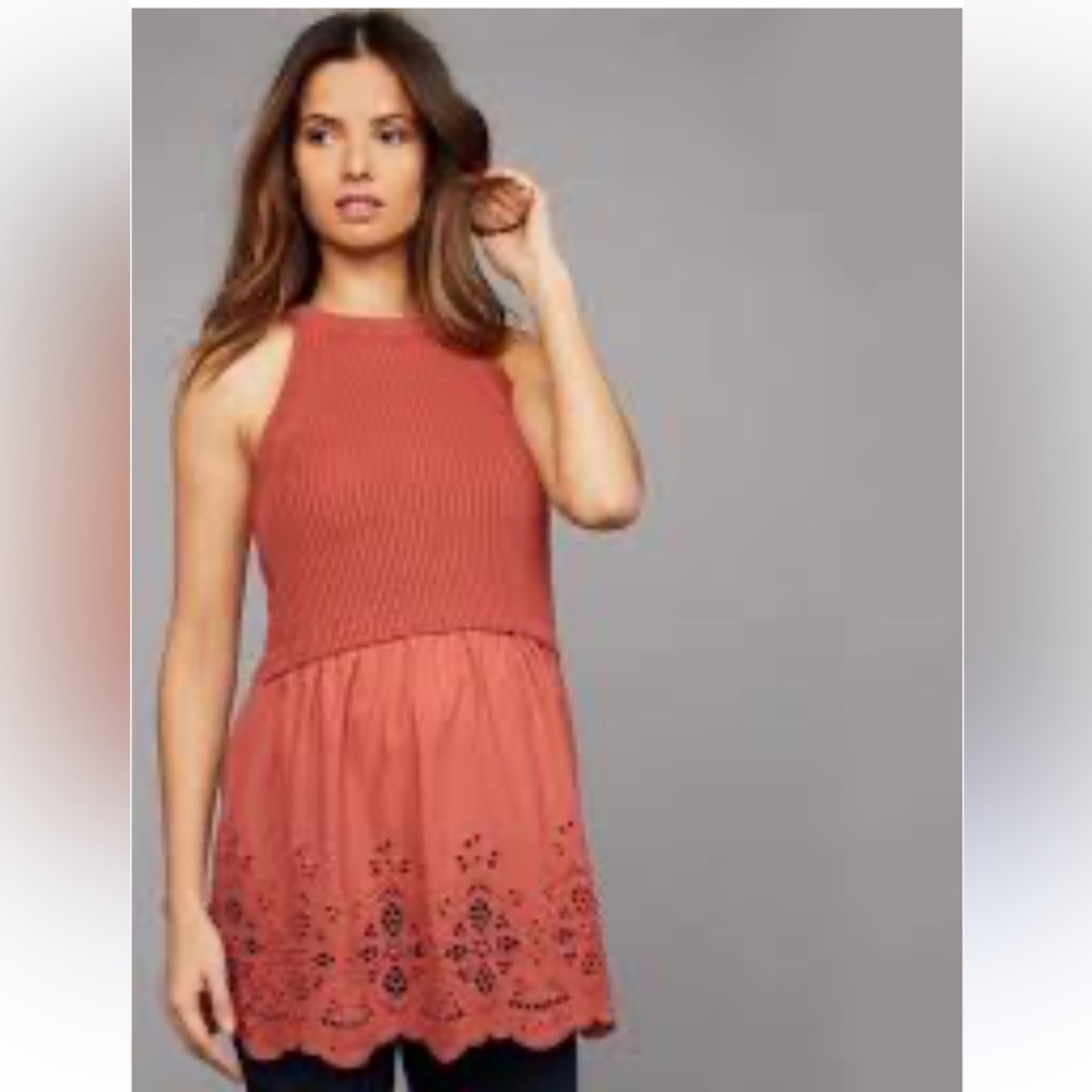 A Pea in the Pod Rust Sleeveless Maternity Tunic Top